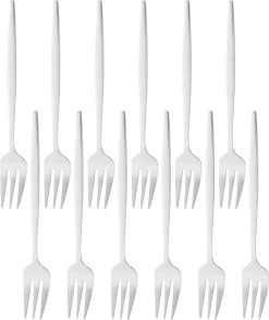 House Of Husk® Zilveren Gebaksvorkjes - Dessertvorken - Taartvorkjes - Cocktailvorken - Klein Vorkjes - 12 Stuks - RVS - 14cm