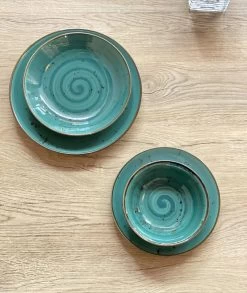 Serviesset 24-delig Van Porselein Voor 6 Personen | Diepe Soepborden, Platte Eetborden, Dessertborden En Schalen | Hoogwaardig Modern Vintage Tafelservies Combiservies | Turquoise -Keukenbenodigdheden Winkel 1010x1200 1