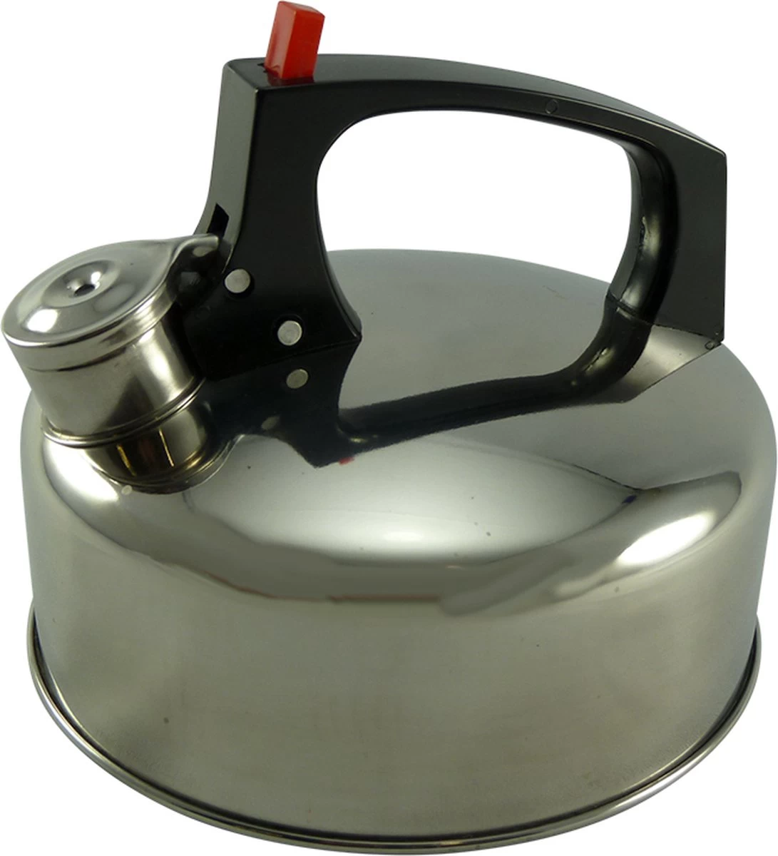 Fluitketel RVS 2 Ltr Met Rode Knop. Alle Warmte Bronnen. 3 Fluitketel RVS 2 Ltr Met Rode Knop. Alle Warmte Bronnen.