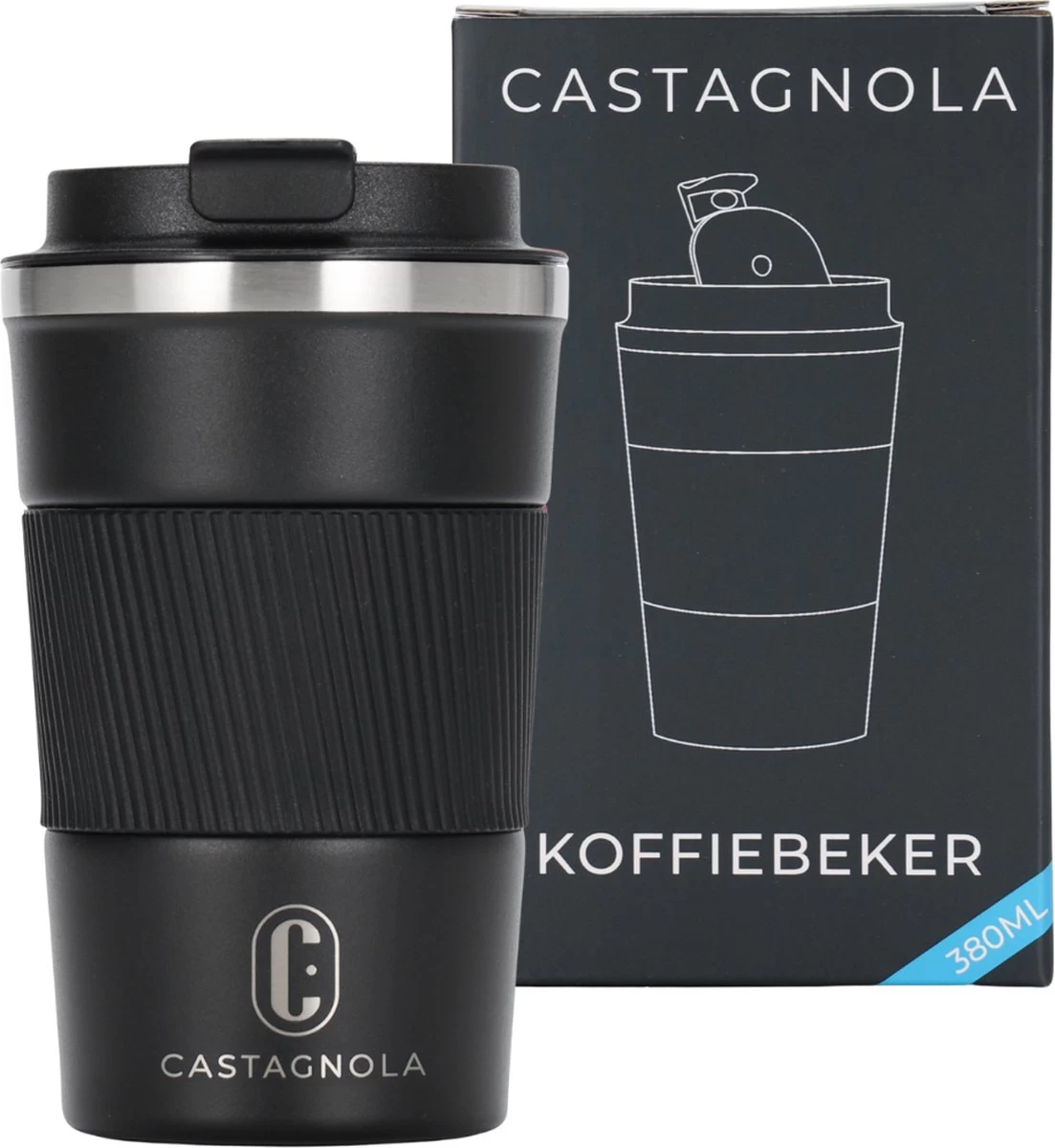 Castagnola Design RVS Koffiebeker To Go - Zwart - 380ml - Thermosbeker - Theebeker 3 Castagnola Design RVS Koffiebeker To Go - Zwart - 380ml - Thermosbeker - Theebeker