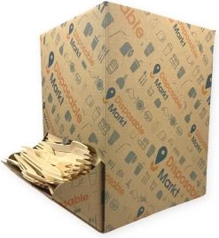 750 Stuks Houten Vork In Dispenser Box - Houten Bestek - Vorken - Bio Vorken - Hout In Dispenserdoos - Dispenser Doos Bestek - Karton Dispenser - Papier Dispenser Box Met Bestek - Cutlery - Biologisch Afbreekbaar - Milieuvriendelijk - FSC - Wegwerp
