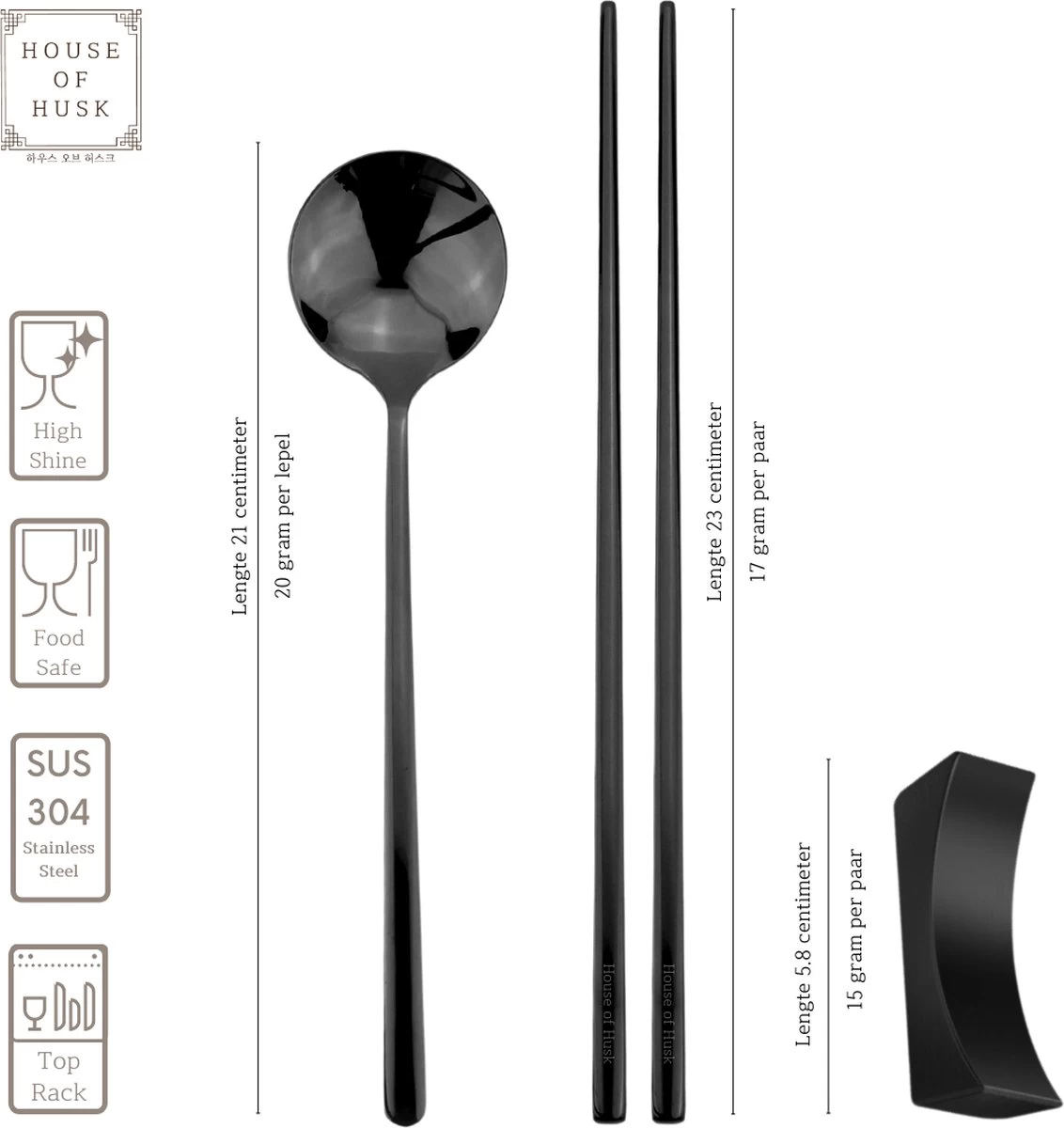 House Of Husk 1 Persoons Chopstick Set - 1 Paar Metalen Koreaanse Eetstokjes - Inclusief Eetlepel En Houder - RVS - Metaal - Eetstokjes - Koreaans - Vaatwasserbestendig - Sushi Chopsticks - Noodles - Zwart 4 House Of Husk 1 Persoons Chopstick Set - 1 Paar Metalen Koreaanse Eetstokjes - Inclusief Eetlepel En Houder - RVS - Metaal - Eetstokjes - Koreaans - Vaatwasserbestendig - Sushi Chopsticks - Noodles - Zwart - Image 2