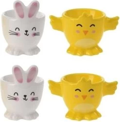 Merkloos 4x Witte Paashaas En Gele Kuiken Eierdopjes 7 Cm - Paasdecoratie/Paasontbijt -Keukenbenodigdheden Winkel 1186x1200 3