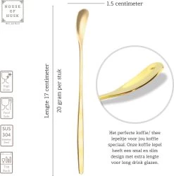 House Of Husk Latte Macchiato Lepels Set - Lange Theelepels - Koffielepels - Longdrinklepels - Barlepel - RVS - 6 Stuks - 17CM - Goud -Keukenbenodigdheden Winkel 1188x1200 2