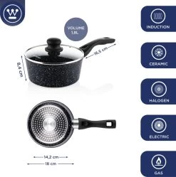 Westinghouse Steelpan Inductie - Ø 18 Cm - Zwart Marmer - Met Deksel - Sauspan -Keukenbenodigdheden Winkel 1190x1200 3