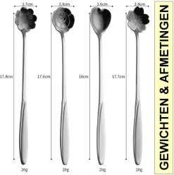 Fako Bijoux® - 8 Lange Lepels Bloem Motief - Latte Macchiato - Longdrink - Cocktail - Dessert - IJs - Koffie - Zilver - 8 Stuks - Bewaarzakje -Keukenbenodigdheden Winkel 1193x1200 8