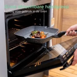 Coninx Grillpan 28CM - Steakpan - Afneembare Handgreep - PFAS-vrij - Grijs -Keukenbenodigdheden Winkel 1198x1200 10