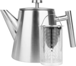 Castagnola Theepot Met Filter – Theekan – Theepot Dubbelwandig – Theepot Roestvrijstaal – Hoogwaardig RVS – 1 Liter – 5 Kopjes Thee – Zilver