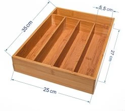 Merkloos Bamboehouten Bestekbak - 5 Compartimenten - 25 X 35 X 6 Cm. - Organizer - 5 Vaks -Keukenbenodigdheden Winkel 1200x1068 1