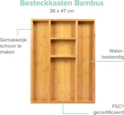 Coninx Bestekbak Bamboe 36CM Breed - Besteklade - Opbergbak - Duurzaam - Voor Laden Vanaf 47cm Diep -Keukenbenodigdheden Winkel 1200x1118 2