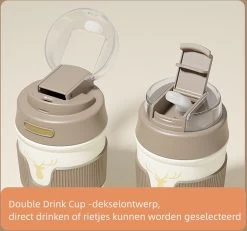 Floraweg Cup - Drinkbeker To GO- Lekvrij Dubbelwandig ,RVS 316, Thermosbeker Koffiebeker- Koffie En Thee - 400ml Waarschuw En Koud Drankje- Grijs -Keukenbenodigdheden Winkel 1200x1121