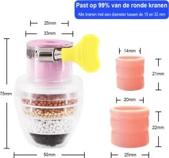 VINESS Waterfilter - Kraanfilter - Drinkwaterfilter - Waterzuivering - Waterbesparend - Duurzaam - Roze 18 VINESS Waterfilter - Kraanfilter - Drinkwaterfilter - Waterzuivering - Waterbesparend - Duurzaam - Roze -Keukenbenodigdheden Winkel 1200x1122 4