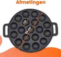 Kicinn Poffertjespan - Poffertjesmaker - Poffertjespan Inductie - Ø 24 Cm - 19 Poffertjes - Inclusief Handvaten -Keukenbenodigdheden Winkel 1200x1127 1