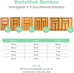 Coninx Bestekbak Bamboe 36CM Breed - Besteklade - Opbergbak - Duurzaam - Voor Laden Vanaf 47cm Diep -Keukenbenodigdheden Winkel 1200x1171 8