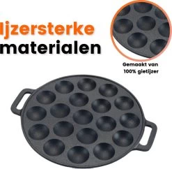 Poffertjespan - Gietijzer - Ø 24 Cm - Poffertjesmaker - 19 Poffertjes - Poffertjespan Inductie -Keukenbenodigdheden Winkel 1200x1177