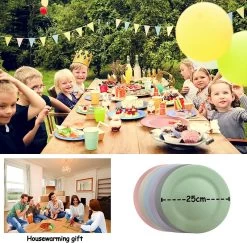 Onbreekbare Borden Van 25 Cm, 6-delige Set, Herbruikbare Platte Borden Met Luffas-afwasborstels, Eetborden, Kunststof, Licht Voor Feestjes, Kamperen, BBQ/pizza, Magnetronbestendig, Vaatwasmachinebestendig, BPA-vrij (veelkleurig) -Keukenbenodigdheden Winkel 1200x1182 6