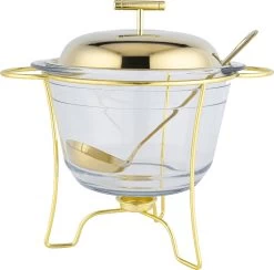 MONOO Soepkom Goud - Soepkommen - Glazen Soepterrine - Voedselverwarmer - Soepketel - 4 Liter