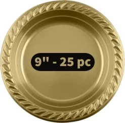 25 PP Borden Goud 22.8 Cm , 9" - Feest / Verjaardag / BBQ Borden - Party Plates Gold