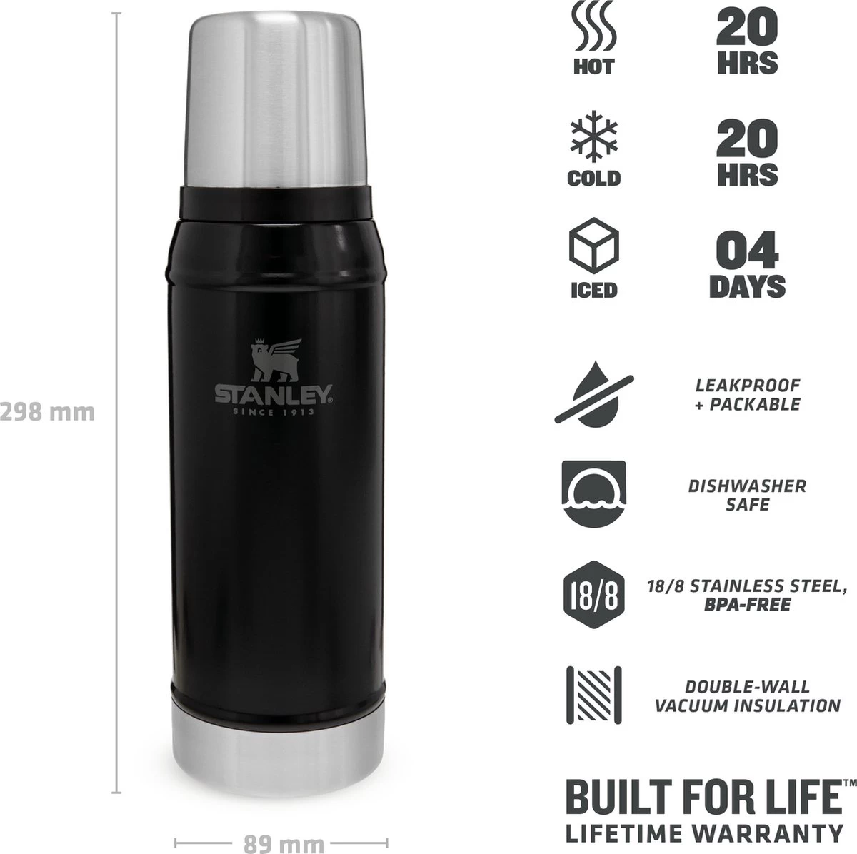 Stanley The Legendary Classic Bottle 0,75L - Thermosfles - Matte Black 5 Stanley The Legendary Classic Bottle 0,75L - Thermosfles - Matte Black - Image 3