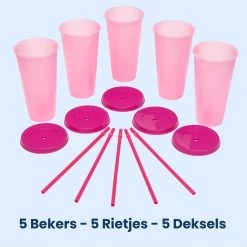 Herbruikbare Bekers Met Rietje En Deksel Van Plastic – Starbucks Design – Drinkbekers Met Rietje – Kleur Veranderende Beker – 5 Pack -Keukenbenodigdheden Winkel 1200x1198 38