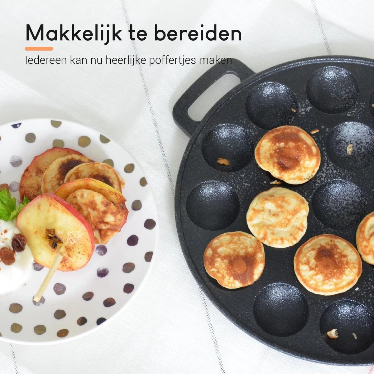 Ocina Poffertjespan – Combo Pack – 19 Poffertjes – Poffertjesmaker – Poffertjespan Inductie – Poffertjespan Electrisch – Gietijzeren Pan - Inclusief Doseerfles, Handvaten, 6x Poffertjesvorken En Invetkwast – Gratis Receptenboek 11 Ocina Poffertjespan – Combo Pack – 19 Poffertjes – Poffertjesmaker – Poffertjespan Inductie – Poffertjespan Electrisch – Gietijzeren Pan - Inclusief Doseerfles, Handvaten, 6x Poffertjesvorken En Invetkwast – Gratis Receptenboek - Afbeelding 9