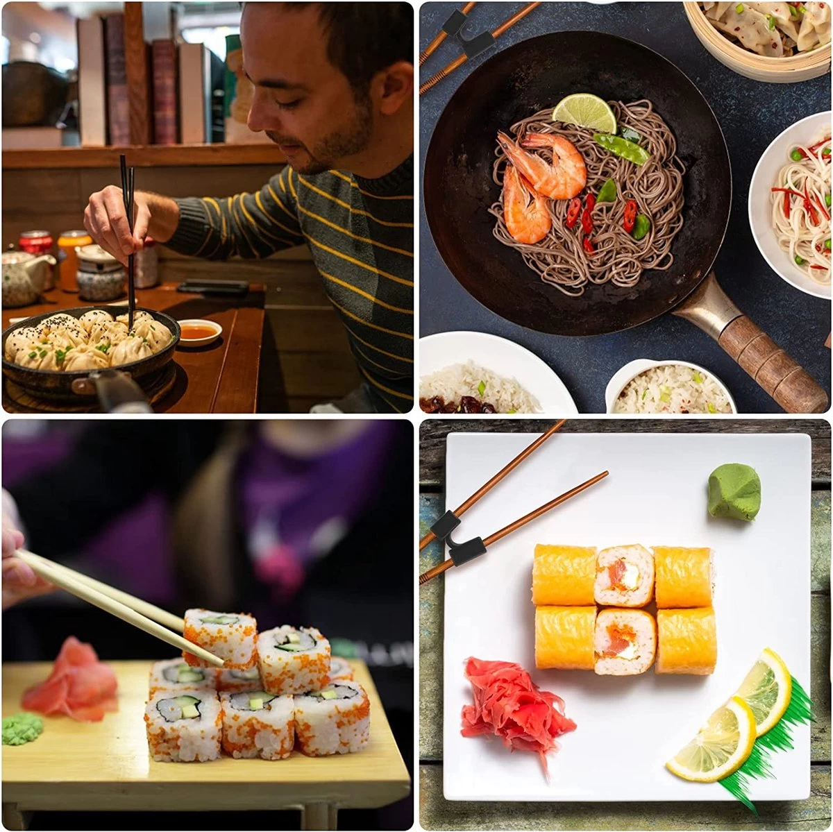 Merkloos 5 Stuks Handige Eetstokjes Houder - Sushi Servies - Herbruikbare Stokjes - Duurzaam - Chopstick Trainers Hulpstuk - Zwart Chopsticks Helper Kinderen 6 Merkloos 5 Stuks Handige Eetstokjes Houder - Sushi Servies - Herbruikbare Stokjes - Duurzaam - Chopstick Trainers Hulpstuk - Zwart Chopsticks Helper Kinderen - Image 4