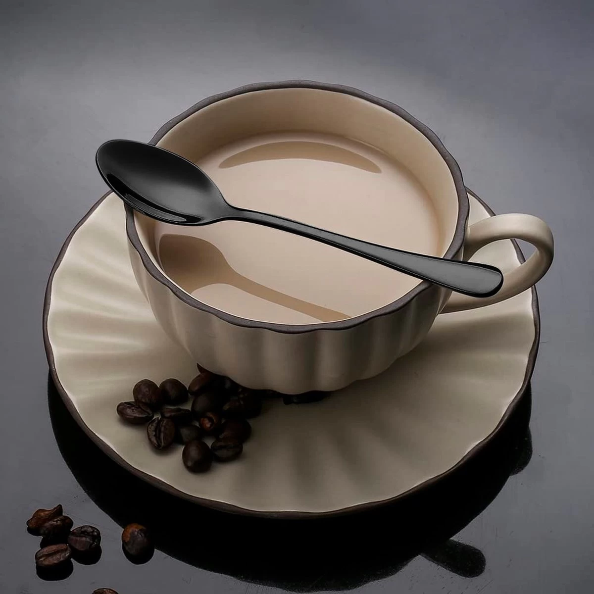 Alheco 6 Ovale Theelepels - 12.3cm - RVS Theelepeltjes - Zwart 4 Alheco 6 Ovale Theelepels - 12.3cm - RVS Theelepeltjes - Zwart - Afbeelding 2