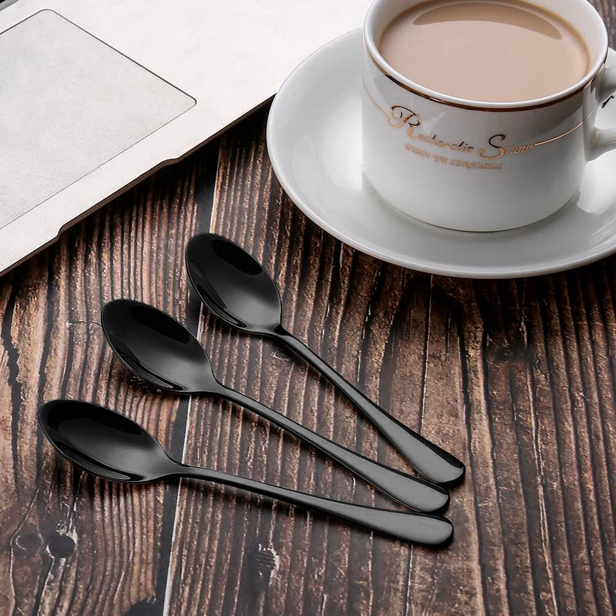 Alheco 6 Ovale Theelepels - 12.3cm - RVS Theelepeltjes - Zwart 5 Alheco 6 Ovale Theelepels - 12.3cm - RVS Theelepeltjes - Zwart - Afbeelding 3