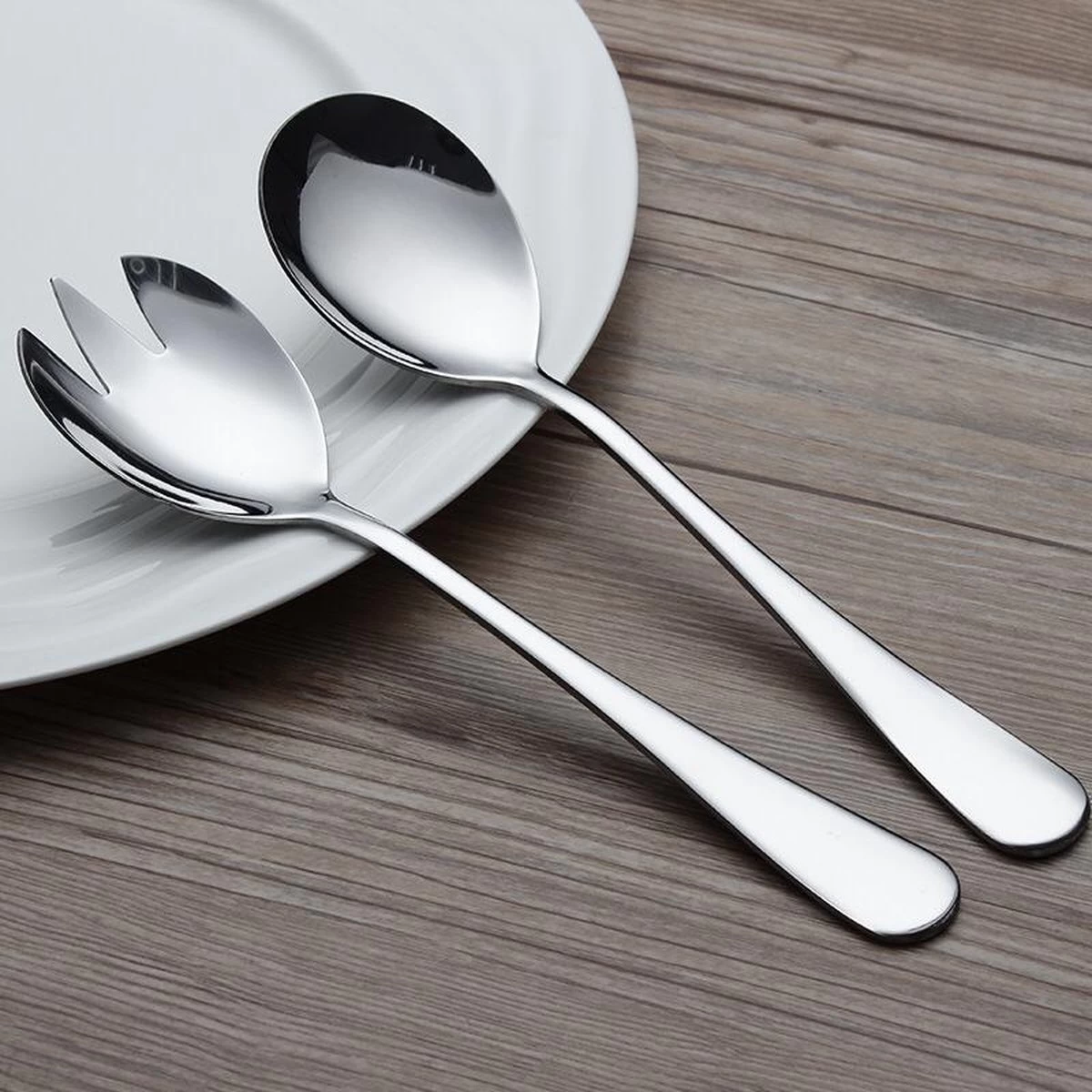 Alheco Klein Slabestek - Voor 2/3 Persoons Saladekommen - 2-delig Saladebestek - Zilver 4 Alheco Klein Slabestek - Voor 2/3 Persoons Saladekommen - 2-delig Saladebestek - Zilver - Afbeelding 2