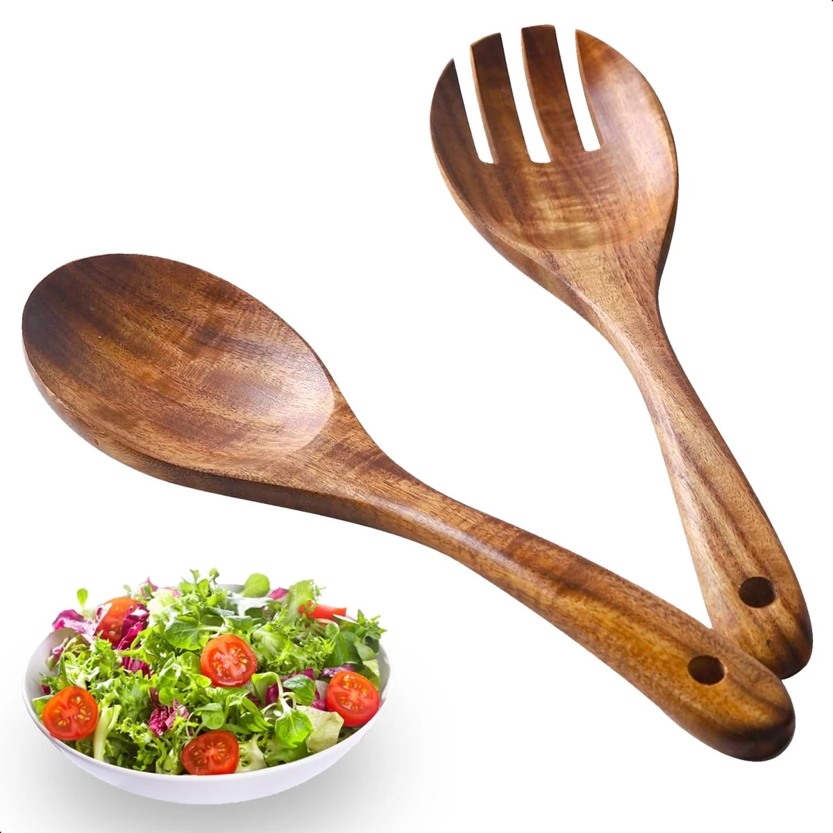 Dayshake Olijfhouten Slabestek 2-delig - Luxe Slacouvert - Duurzaam Salade Bestek - Saladebestek - Vaatwasserbestendig 2 Dayshake Olijfhouten Slabestek 2-delig - Luxe Slacouvert - Duurzaam Salade Bestek - Saladebestek - Vaatwasserbestendig