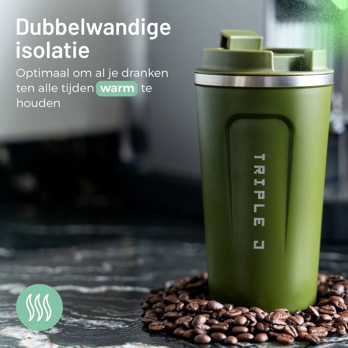 Triple J® Koffiebeker To Go - Thermosbeker - BPA & Lekvrij - 510ml - Groen 10 Triple J® Koffiebeker To Go - Thermosbeker - BPA & Lekvrij - 510ml - Groen - Image 8