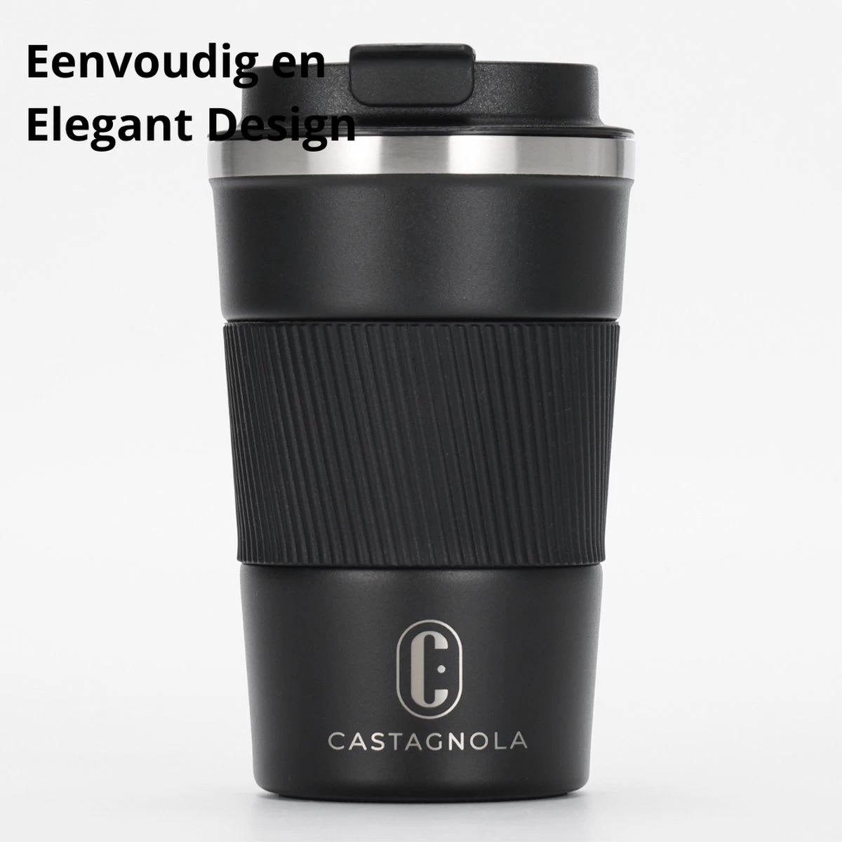 Castagnola Design RVS Koffiebeker To Go - Zwart - 380ml - Thermosbeker - Theebeker 4 Castagnola Design RVS Koffiebeker To Go - Zwart - 380ml - Thermosbeker - Theebeker - Image 2