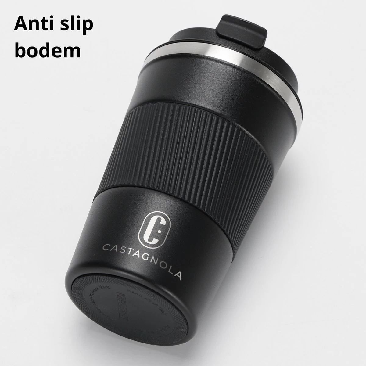 Castagnola Design RVS Koffiebeker To Go - Zwart - 380ml - Thermosbeker - Theebeker 6 Castagnola Design RVS Koffiebeker To Go - Zwart - 380ml - Thermosbeker - Theebeker - Image 4