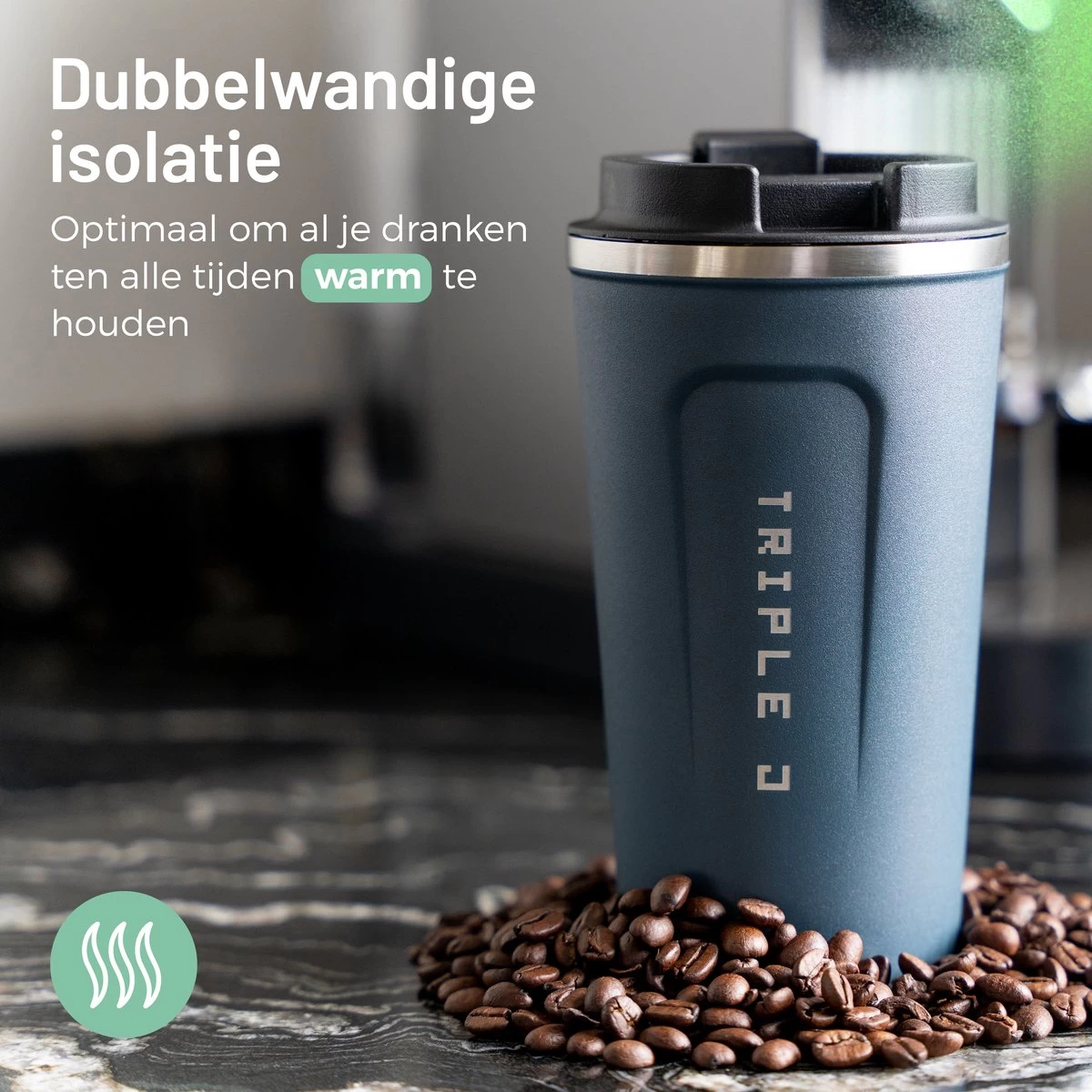 Triple J® Koffiebeker To Go - Thermosbeker - BPA & Lekvrij - 510ml - Blauw 5 Triple J® Koffiebeker To Go - Thermosbeker - BPA & Lekvrij - 510ml - Blauw - Afbeelding 3