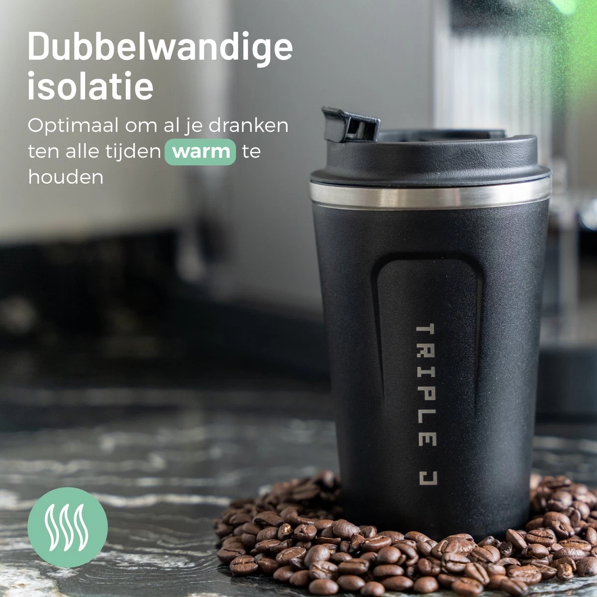 Triple J® Koffiebeker To Go - Thermosbeker - BPA & Lekvrij - 380ml - Zwart 8 Triple J® Koffiebeker To Go - Thermosbeker - BPA & Lekvrij - 380ml - Zwart - Image 6