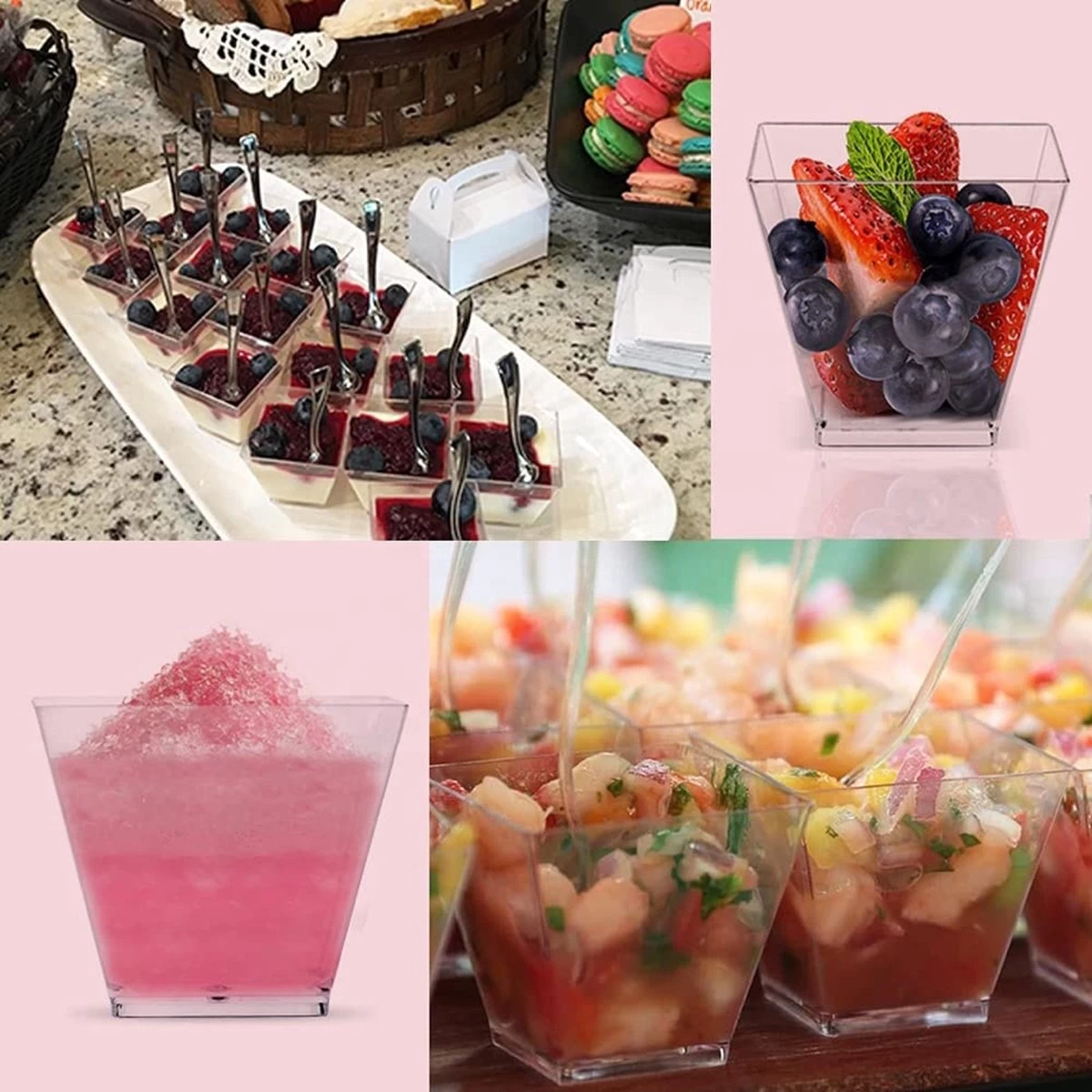 Merkloos Kleine Amuse Bakjes Voor Dessert/IJs/Fruit/Hapjes/Tapas/Toetje/Gebakje/Taartje - Herbruikbare Amusebakjes Van Kunststof - Afwasmachinebestendig - 70ML - Vierkant - 25 Stuks - Transparant 5 Merkloos Kleine Amuse Bakjes Voor Dessert/IJs/Fruit/Hapjes/Tapas/Toetje/Gebakje/Taartje - Herbruikbare Amusebakjes Van Kunststof - Afwasmachinebestendig - 70ML - Vierkant - 25 Stuks - Transparant - Image 3