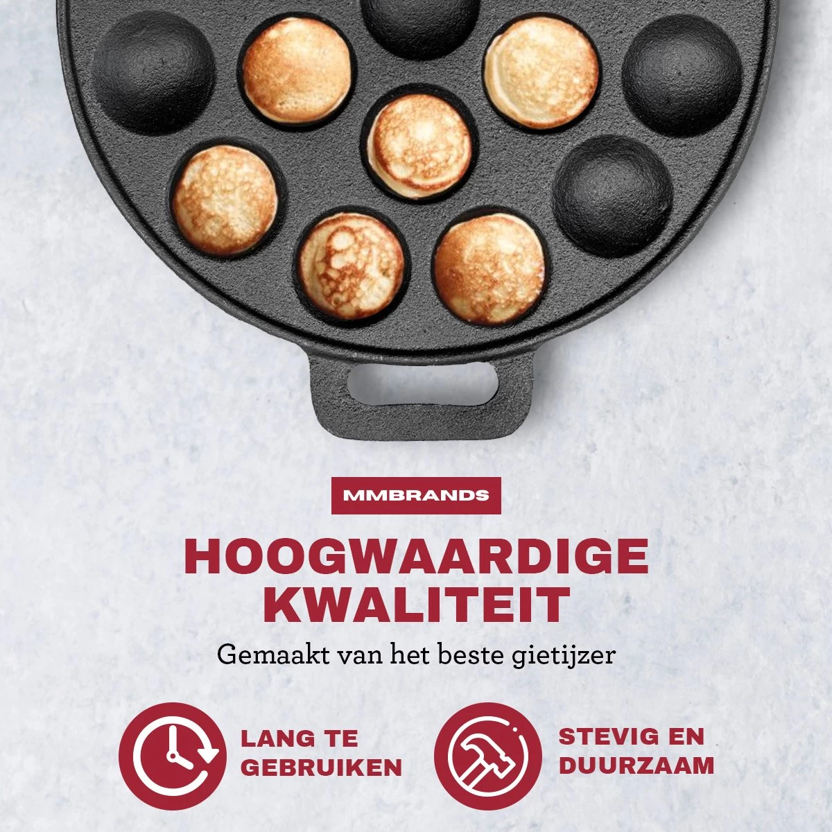 MM Brands Poffertjespan - Poffertjesmaker - Inductie / Oven / BBQ - Inclusief Handvat, Borstel En Vorken 5 MM Brands Poffertjespan - Poffertjesmaker - Inductie / Oven / BBQ - Inclusief Handvat, Borstel En Vorken - Afbeelding 3