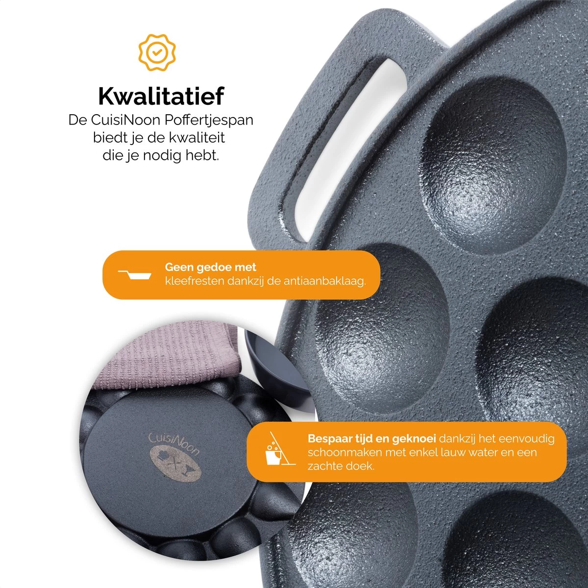 CuisiNoon® Poffertjespan Premium - Complete Poffertjesmaker Set - Inclusief Bakboek 5 CuisiNoon® Poffertjespan Premium - Complete Poffertjesmaker Set - Inclusief Bakboek - Afbeelding 3