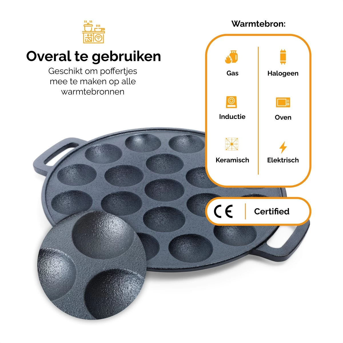 CuisiNoon® Poffertjespan Premium - Complete Poffertjesmaker Set - Inclusief Bakboek 9 CuisiNoon® Poffertjespan Premium - Complete Poffertjesmaker Set - Inclusief Bakboek - Afbeelding 7