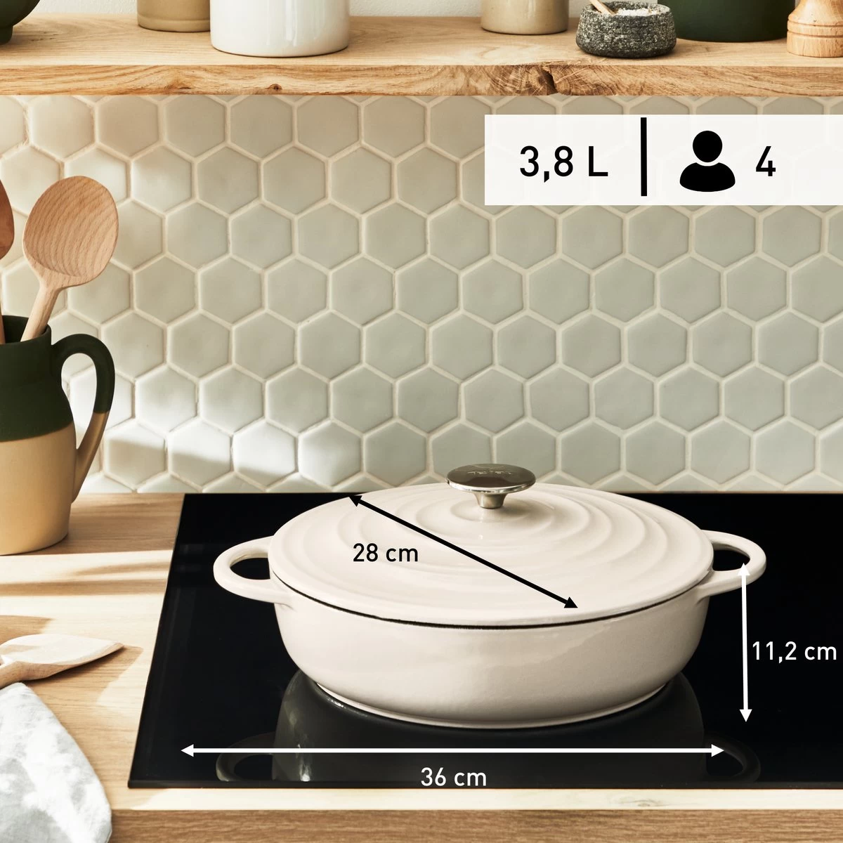 Tefal LOV Lage Braadpan - 3.8L - Ø28 Cm - Beige 11 Tefal LOV Lage Braadpan - 3.8L - Ø28 Cm - Beige - Afbeelding 9