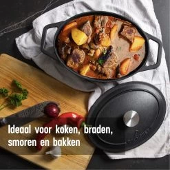 Gietijzeren Braadpan - Sudderpan Zwart Van Daumonet - Ovaal - Ø 29 Cm - 3 Liter - 100% PFAS & PFOA Vrij - Emaille - Geschikt Voor Alle Warmtebronnen - Elektrisch - Gas - Halogeen - Inductie - Keramisch - Vaatwasserbestendig -Keukenbenodigdheden Winkel 1200x1200 411