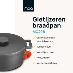 MOA Gietijzeren Braadpan - Inhoud 7,1 Liter - 29CM - Rond - Alle Warmtebronnen - Ook Voor Inductie - Gewicht 7,6 Kg - Zwart - MC29B 12 MOA Gietijzeren Braadpan - Inhoud 7,1 Liter - 29CM - Rond - Alle Warmtebronnen - Ook Voor Inductie - Gewicht 7,6 Kg - Zwart - MC29B -Keukenbenodigdheden Winkel 1200x1200 425