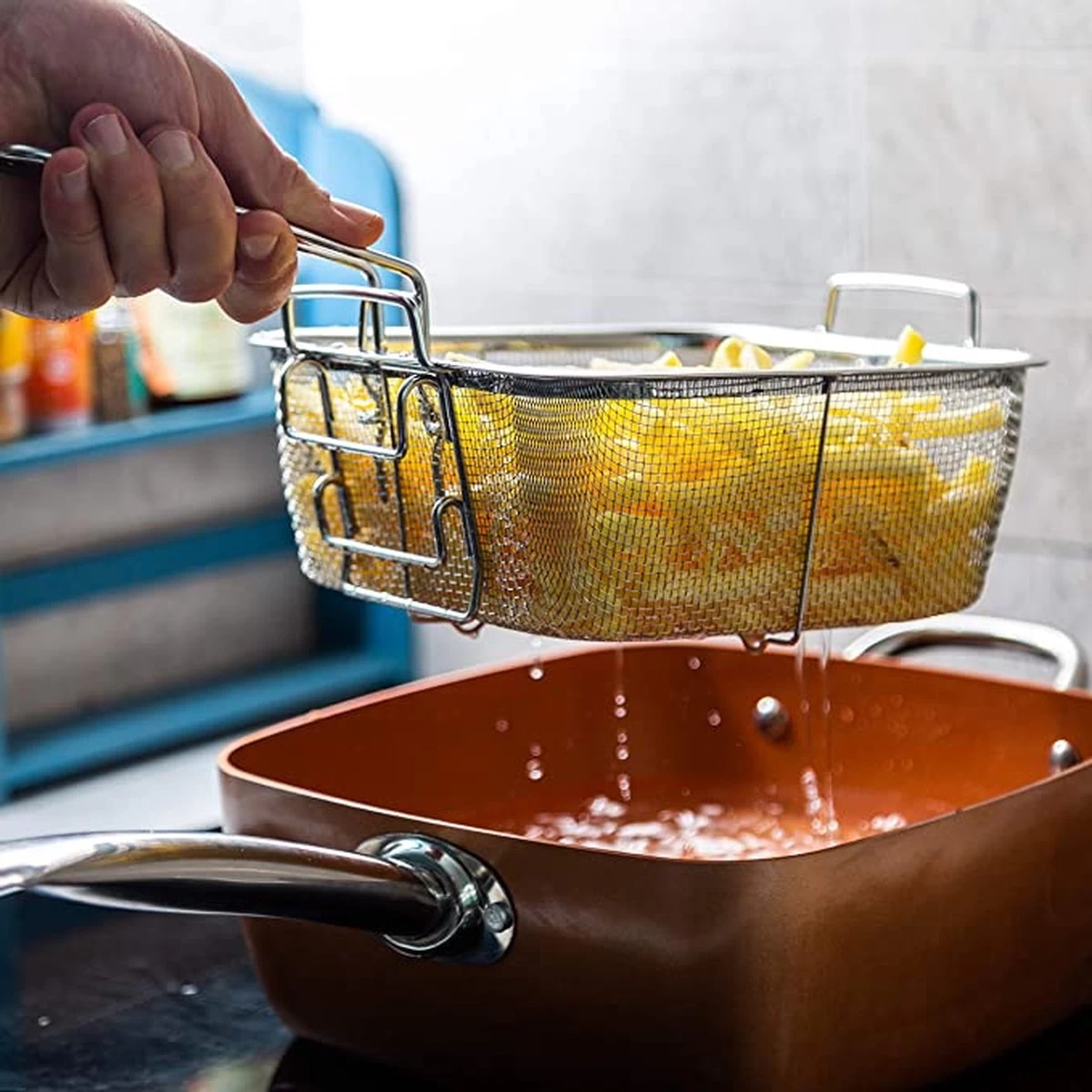 Nuovva Koperen Frituurpan, Met Diepe Zijkanten & Deksel 11 Nuovva Koperen Frituurpan, Met Diepe Zijkanten & Deksel - Afbeelding 9