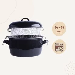 Orange85 Frituurpan - Zwart - Inductie - Emaille - Diameter 24 Cm - Met Draadmand - 3,5 Liter -Keukenbenodigdheden Winkel 1200x1200 558