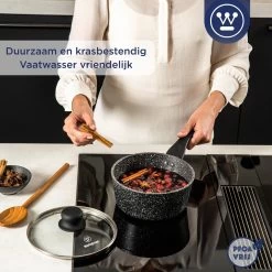 Westinghouse Steelpan Inductie - Ø 18 Cm - Zwart Marmer - Met Deksel - Sauspan -Keukenbenodigdheden Winkel 1200x1200 600