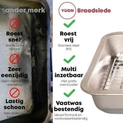 YUGN Braadslede Ovenschaal Braadslee Oven - Braadslede Met Rooster Voor Ovengerechten - Roestvrijstaal En 36x27x7CM - Cadeau Tip -Keukenbenodigdheden Winkel 1200x1200 629