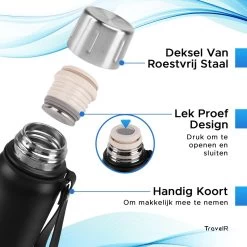 TravelR Thermosfles - Thermoskan - Drinkfles - Isoleerfles - BPA Vrij - Roestvrij Staal - 750 ML - Mat Zwart 9 TravelR Thermosfles - Thermoskan - Drinkfles - Isoleerfles - BPA Vrij - Roestvrij Staal - 750 ML - Mat Zwart -Keukenbenodigdheden Winkel 1200x1200 652