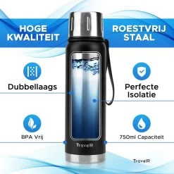 TravelR Thermosfles - Thermoskan - Drinkfles - Isoleerfles - BPA Vrij - Roestvrij Staal - 750 ML - Mat Zwart 10 TravelR Thermosfles - Thermoskan - Drinkfles - Isoleerfles - BPA Vrij - Roestvrij Staal - 750 ML - Mat Zwart -Keukenbenodigdheden Winkel 1200x1200 653