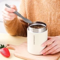 Lock&Lock RVS Thermos Lunchbox - Voedselcontainer - Voedseldrager - Lunchpot - Snackbox - Soepbeker To Go - Warme Maaltijden - Volwassenen - 500ml - Houdt Tot 6 Uur Warm - Lekvrij - Wit -Keukenbenodigdheden Winkel 1200x1200 660