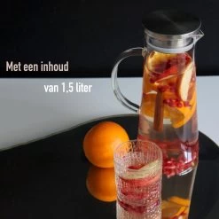 MÊZON® Schenkkan - Glazen Waterkan - Waterkaraf Voor Fruitwater - Multifunctionele Decanteer Karaf - Kan Met Deksel - 1.5L Capaciteit -Keukenbenodigdheden Winkel 1200x1200 804